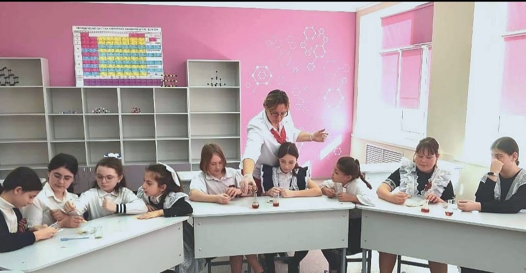 Занятие в химической лаборатории.